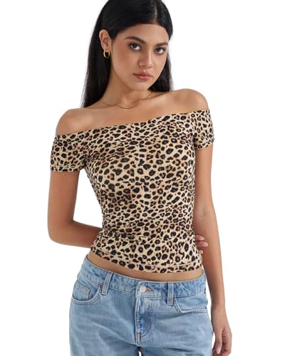 SUUKSESS Women Double Lined Off The Shoulder Tops Fitted Going Out Basic Shirts2