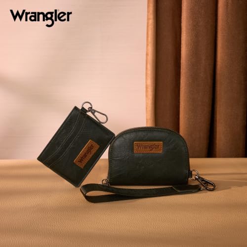 Image of Wrangler KeyChain Wallet Wristlet Wallets for Women Dual Pouch Wristlet with Zipper Womens Credit Card Holder Wallet