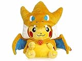 Mit Mega Y Mantel Pika Plüschtier mit Mega Glurak Y Umhang  Pikazard Kuscheltier  23cm