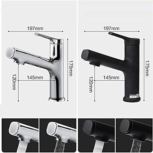 Mitigeur de lavabo de salle de bains chrome avec douchette extractible 2 jets - 3