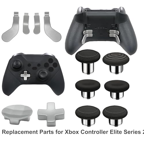 Image of 13 in1 Metal Thumbsticks Accessories for Xbox Elite Controller Series 2 Core, Replacement Paddles Parts Repair Kit for Elite Series 2 Core Controller with 6 Swap Joystick, 4 Paddles,2 D-Pads,1 Tool(Silver) [video game]