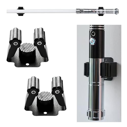 FLURSAILE Adjustable Lightsaber Wall Mount Vertical Display Stand Horizontal Light Saber Holder for Lightsabers (Black 2pcs)