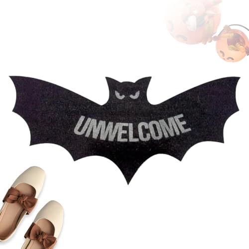 Xanadued Unwelcome Bat Door Mat,Unwelcome Shaped Bat Wool Ma,Halloween Decorations Outdoo for Front Door,Housewarming Gift