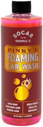 SOCAR Pinky’s Foaming Car Wash Soap. Detailers Choice, pH Balanced, Gentle, Safe On All Paint, Wax & Sealants. Cars, Trucks, RV’s, Boats. 16 fl oz. Use in Foam Cannon & Bucket Wash