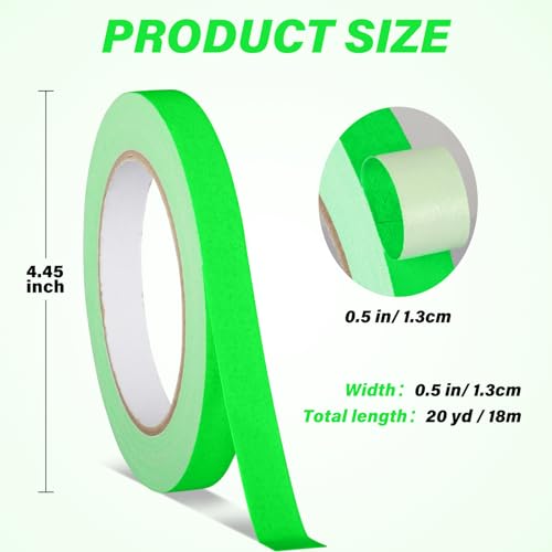 Image of GEYYANG Spike Tape, Green Fluorescent Gaffers Tape 1 /2 inch x 20 Yards, Bright Neon Tape Colors, Multipurpose for Theater, Stage & Floor Marking, Increase Safety & Visibility