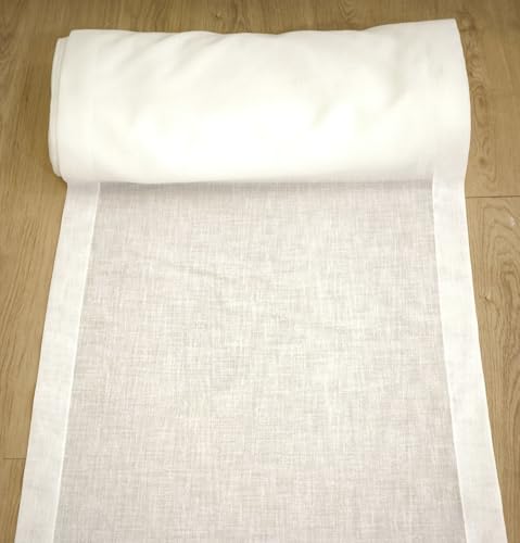 Telas para visillos por metros, estor romano, panel japonés – Efecto lino blanco natural, poliéster lavable – Ancho 35 cm / 90 cm – Cattani Tessuti® - 75 cm