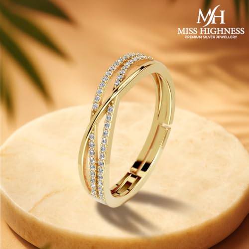 Image of Miss Highness 925 Sterling Pure Silver Ring for Women, Infinity Rings, Adjustable Size, Daily Wear Silver Jewellery, with Certificate of Authenticity, Birthday, Anniversary, Gift for Wife & Girlfriend