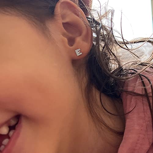 Ever Faith 925 Sterling Silver Pave Cz Stunning Initial Alphabet Letter E Pierced Stud Earrings #TOP2