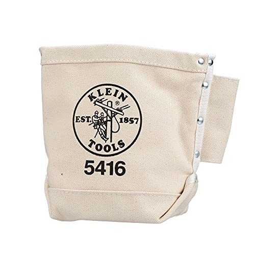 Klein Tools 5416 Tool Pouch, Small Tool Bag For Bolt Storage With Bull Pin Loops And Belt Strap Connect, 5 X 10 X 9-Inch #TOP5