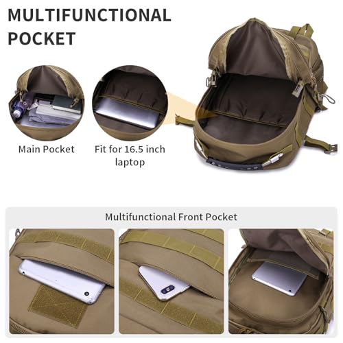HUNTVP Military Tactical Backpack 40L Large Army 3 Day Assault Pack Molle Bag Backpacks WR Hunting Rucksack Assault Pack