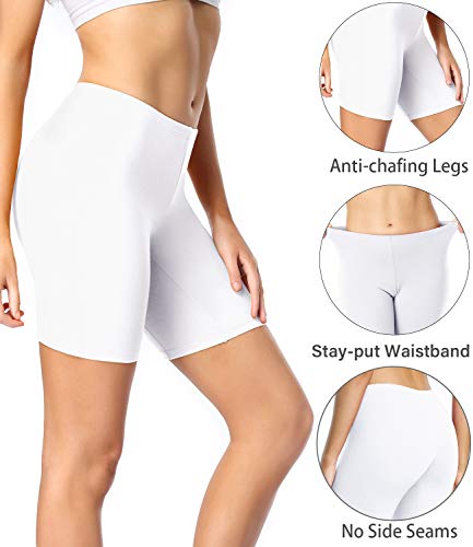 Wirarpa Womens Anti Chafing Cotton Underwear Boy Shorts Bike Yoga Short Leggings Long Leg 3 Pack White Large #TOP1