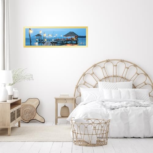 Image of JCJMY 13x39 Picture Frame Gold for Puzzles Poster Photo Picture, Horizontal and Vertical Formats for Wall Hanging, 13 x 39 Wall Gallery Poster Photo Puzzles Frame for 13 by 39 Photos Posters, Gold