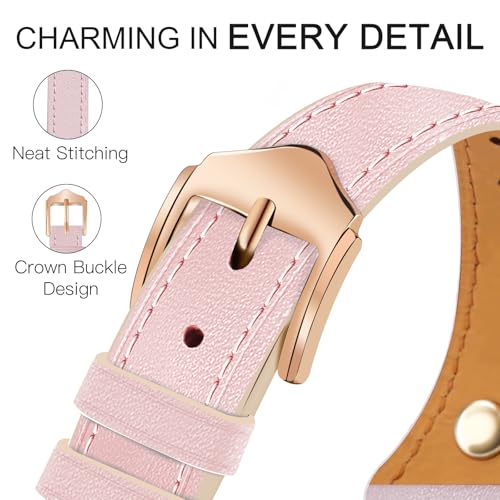 Image of JR.DM Slim Leather Bands Compatible with Apple Watch Band 38mm 40mm 41mm 42mm 44mm 45mm 46mm 49mm, Genuine Leather Band with Charms, Feminine Design for Iwatch Ultra SE Series 11 10 9 8 7 6 5 4 3 2 1