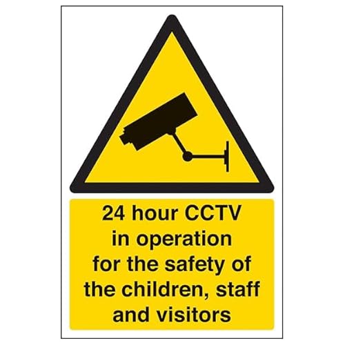 V Safety 24 Hour CCTV In Operation School 200 x 300 mm - 2mm Super-Tough Rigid Plastic Safety Sign