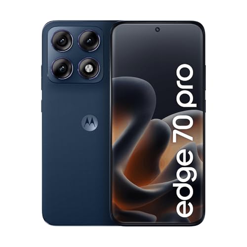 Smartphone Motorola Edge 70 PRO 5G - 256GB 24GB (12GB RAM+12GB Ram Boost), 4 câmeras de 50MP, Tela 1.5K extreme AMOLED 144Hz, Bateria 6500 mAh, IP68/IP69 - Azul Escuro
