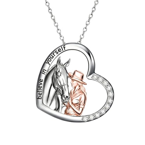 Collier avec pendentif cheval animal en argent 925 pour amoureuse