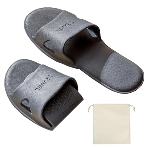 Travel Slippers for Women and Men, Portable Foldable Slippers with Cotton Storage Bag, Travel Shower Sandals Non-Slip Quick Dry Outdoor Camping Swimming Beach Hotel Sandals