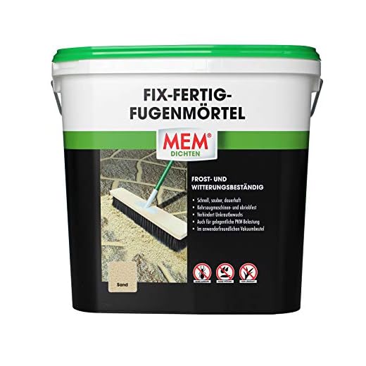 MEM Fast färdig fogmurbruk, väderbeständig, klar att använda, mot ogräsväxt, sand, 12,5 kg