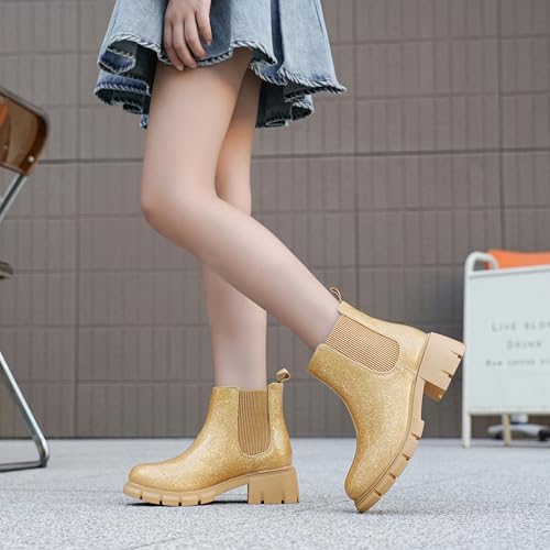 Image of Dufannie Girls Ankle Boots Kids Chelsea Booties Slip on Lug Sole Low Heel Fall Boot for Little Big Kid