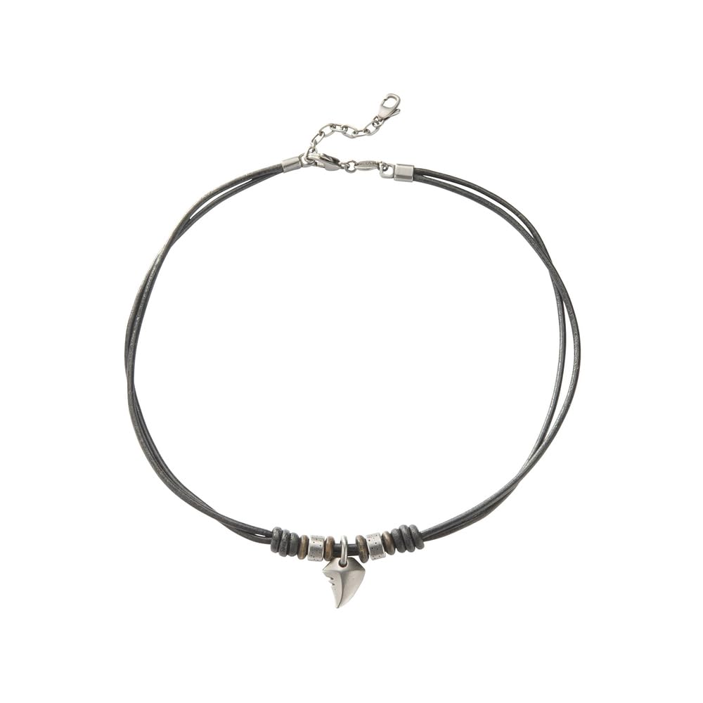 Fossil Herren-Kette Natural Surfer Edelstahl Leder Schwarz 42-47 cm JF85832040