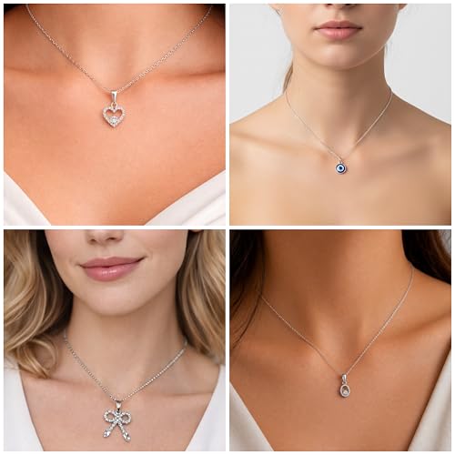 Image of 5 Pcs Necklace Combo Set for Women & Girls | Stylish Chain with Pendant Jewellery Set | Fashion Pendant Chains for Birthday, Anniversary & Valentine's Day Gift