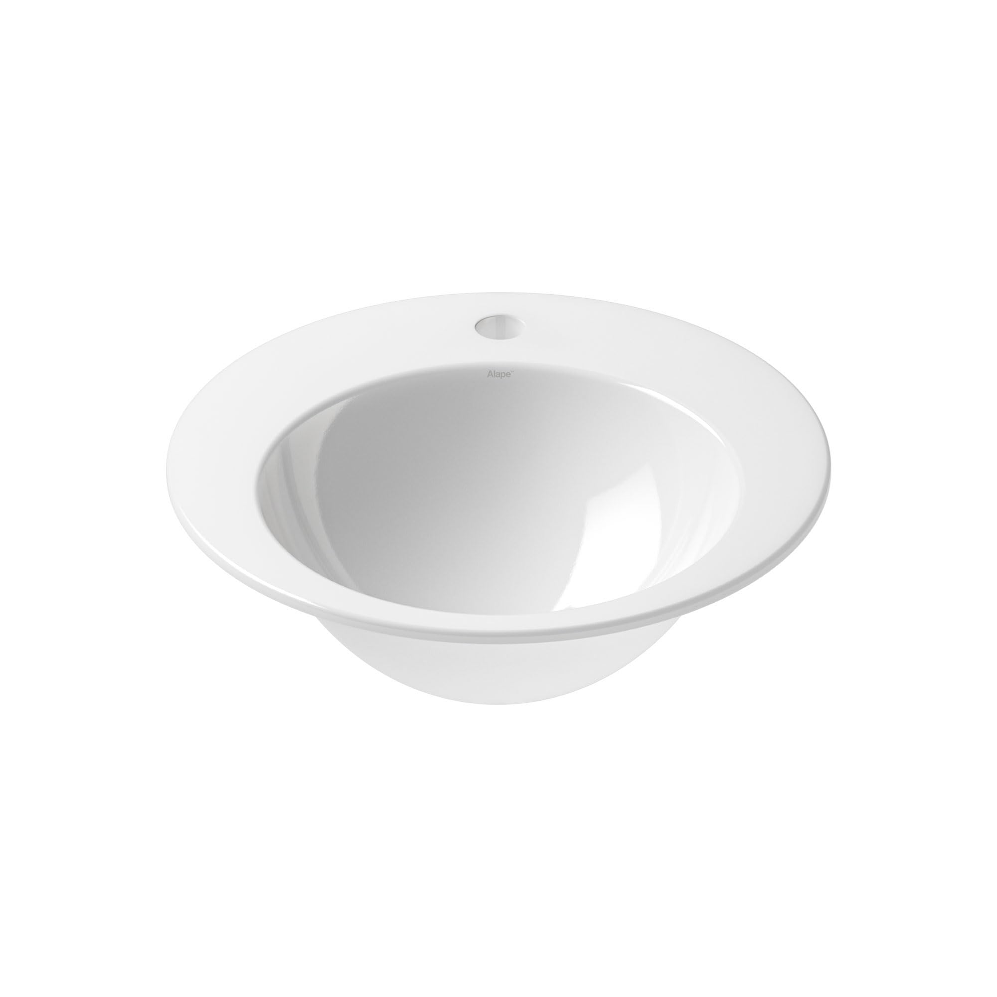 Alape˘ EB.K400H Einbaubecken, Waschbecken aus glasiertem Stahl in weiß mit antibakterieller Oberfläche, rund, Ø 40 cm, Höhe 11 cm, ohne Überlauf