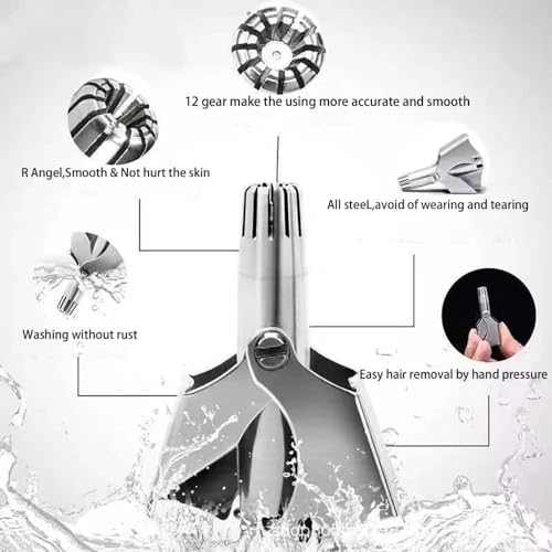 Image of AVNISH Manual Nose Hair Trimmer For Men & Women, Stainless Steel Nose Hair Remover With Cleaning Brush Portable Ear Hair Clipper Trimmer, Travel-Friendly, Easy Cleansing, No Battery Required