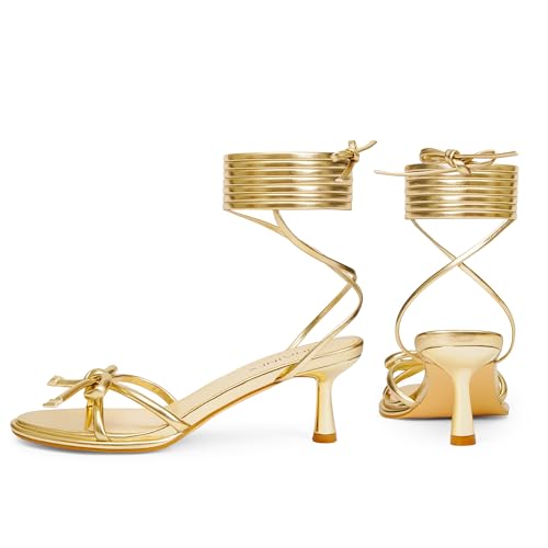 Strappy Heels Bow Tie Kitten Heels for Women Lace up Sandals Rounded Toe Party Dressy Prom Shoes2