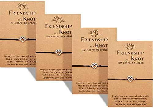 YELUWA Sisters Best Friend Friendship BFF Bestie Heart Matching Long Distance Lovely Charms Bracelets Gift for 2/3/4/5 Teen Girls Women Mother Daughter with Wish Card