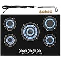Nardea 30" Built in Gas Cooktop, 5 Burner Gas Cooktop for NG/LPG Dual Fuel Convertible, Propane Gas Stove Burner with Thermocouple Protection,Black Tempered Glass, 35900BTU