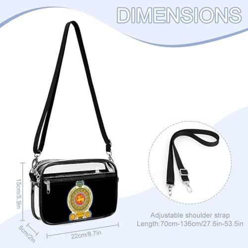 Emblem of Sri Lanka Women's Clear Crossbody Purse Bag Transparent Bags Pocket for Concerts Sports Festivals2