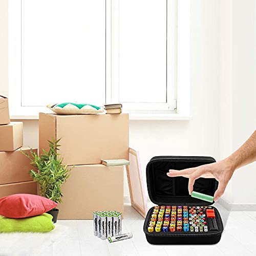 COMECASE Batterie Aufbewahrungsbox Tragetasche Batteriebox Für 48 x AAA insgesamt 96 Batterien mit Batterieprüfgerät, zusätzliche 2 Taschen für anderes Zubehör