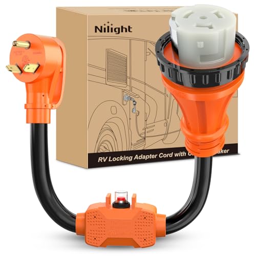 Nilight RV Locking Adapter Cord with Circuit Breaker Overload Protector
