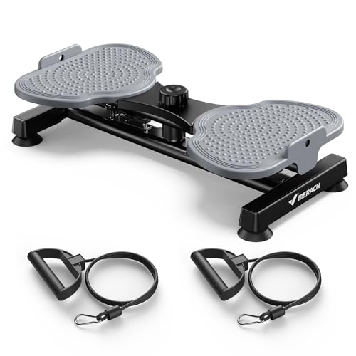 MERACH Hüfttwister, Twist Waist Disc Borad für Frauen, Bauchmuskeltrainer mit 2 Widerstandsbändern für Schlanke Taille & Core-Training, Max 136KG, Geräuschloses Heim-Fitnessgerät - Grau (Pro)