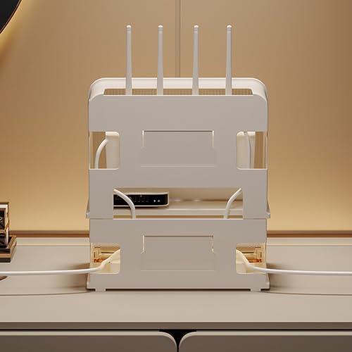 OAKVYNE Schowek ścienny do routera WiFi Router Storage Box, Router Storage Box, pamięć podręczna WiFi, pudełko do przechowywania w Internecie, skrzynka routera WiFi do przechowywania. (Brązowy+kawa)