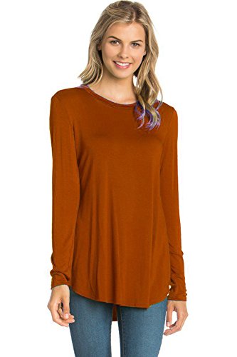 12 Ami Plain Solid Basic Long Sleeve T-Shirt Top (S-XXXL) - Made in USA