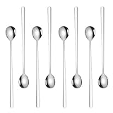 Long Handle Iced Tea Spoon, Briout 9 Inches Ice Cream Spoon, Set of 8 Premium 304 Stainless Steel Cocktail Stirring Spoons