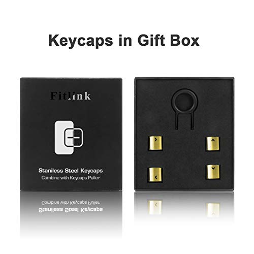 Fitlink Stainless Steel Metal Keycaps With Key Puller For Mechanical Keyboard Cherry Mx Switch(Direction Keys,Gold) #TOP4