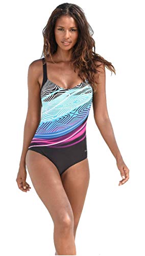 Preisvergleich Produktbild Naturana Damen Badeanzug mit Softschalen und Unterbrustgummi (Schwarz Türkis, 40 (40D))