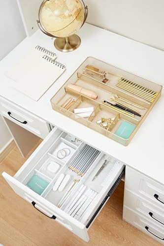 Annova Bandeja organizadora de cajones de escritorio para organización de oficina, malla de metal, accesorios y suministros de oficina (White) - imagen 7