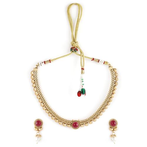 Rubans Traditional Gold Plated Pink Stone Studded Necklace Set For Women (B0D6G9L9TT) Amazon Price History, Amazon Price Tracker