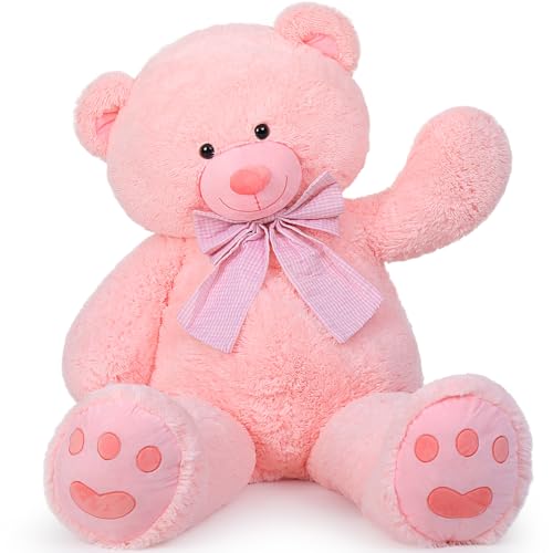 MorisMos 150cm Teddybär groß XXL, weich Rosa riesen teddys Kuscheltier XXL,Geschenk Freundin Mädchen Kinder Baby
