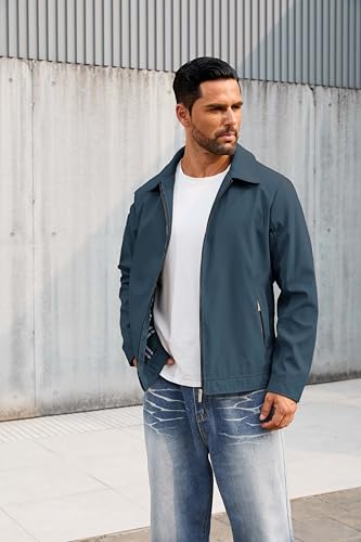 Image of QTE Lightweight Jackets for Men Casual Windbreaker Stylish Light Fall Spring Golf Work Dress Business Coat