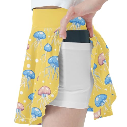 Girls Skorts High Waist Athletic Skirts with Shorts Jellyfish Stretchy Teens Performance Tennis2