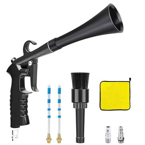 WEAREN Car Cleaning Gun, Air Blow Gun with Nozzle & Brush, Aluminum Alloy Car Detailing Kit for Interior & Exterior, Quickly Blasts Dirt & Dust, Professional Car Detailing Tools