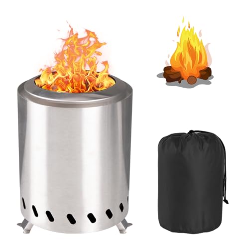 Nalezuns Feuerschalen für Den Garten, Feuerschale Edelstahl Rostfreier Stahl 304, Feuerschale mit Funkenschutz für Hinterhöfe und Städtische...