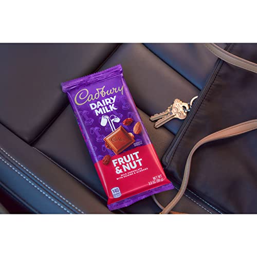 Cadbury Dairy Milk Fruit & Nut Milk Chocolate With Raisins And Almonds Full Size, Individually Wrapped Candy Bars, 3.5 Ounce (Pack Of 14) #TOP3