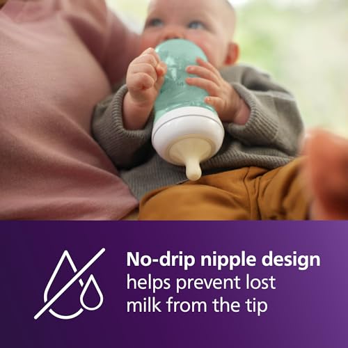 Image of Philips Avent Natural Baby Bottles with Natural Response Nipples (Medium Flow, Flow 3), 9oz, Teal, 4-Pack, SCY903 /44