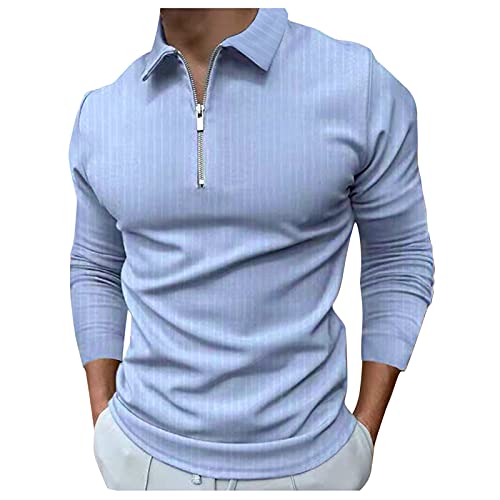 Camisas polo masculinas modernas, patchwork, zíper, gola virada para baixo, manga comprida, para neg