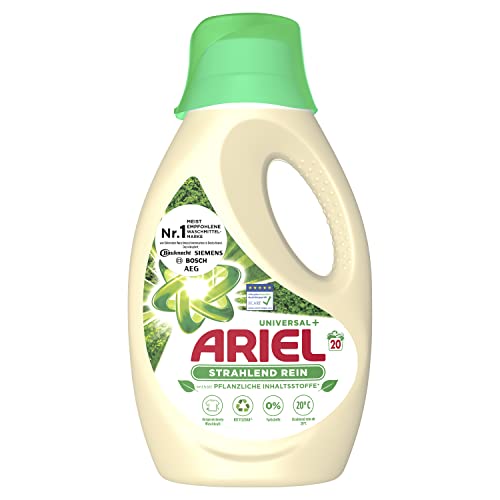 Preisvergleich Produktbild Ariel Waschmittel Flüssig, Flüssigwaschmittel Nachhaltig, 20 Waschladungen, Universal Strahlend Rein auf Pflanzenbasis (1.1 L)